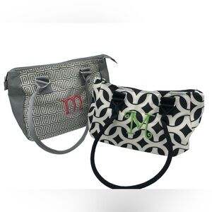 Initials Inc Bags Shoulder Pair Monogram M Black Cream Gray